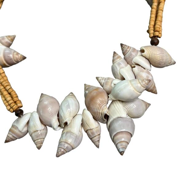 Vintage Shell Beach Choker Necklace Beaded 19” - Picture 3 of 5